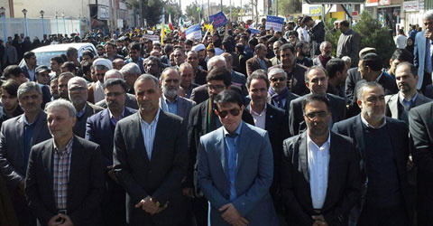 راهپیمایی ۲۲ بهمن هیأت رئیسه دانشگاه تهران در زاهدان